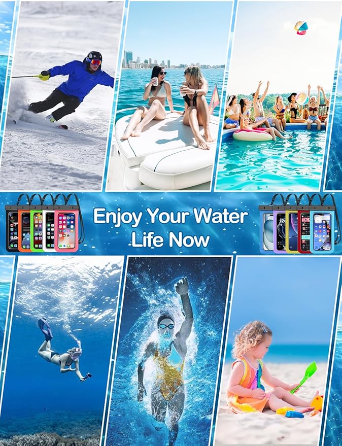 4 Pack Black White Universal Waterproof Phone Pouch, Large Phone Waterproof - Image 2
