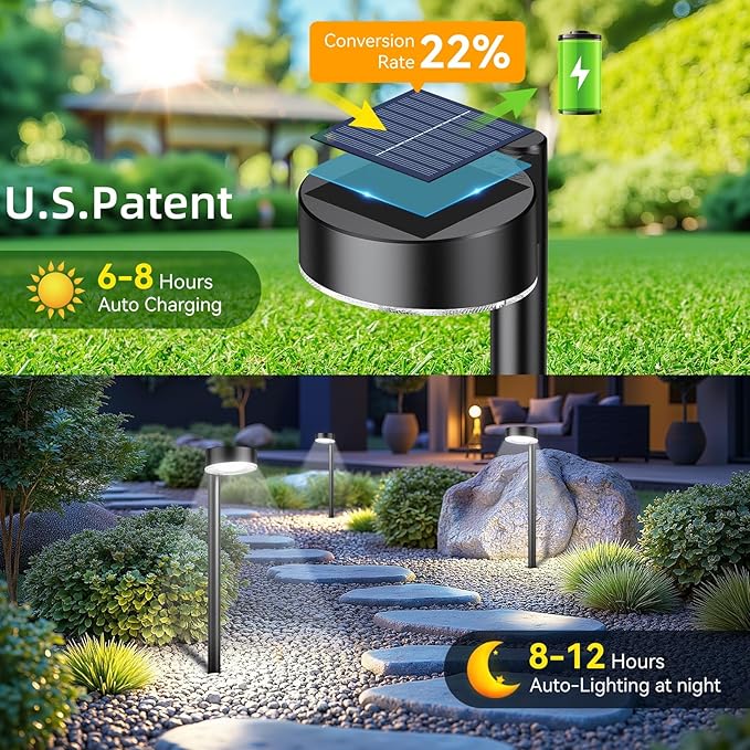 Ahaorigin 8 Pack Solar Pathway Lights Outdoor, 12 Brighter LED Solar Lights - Image 3