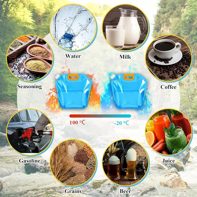 Tessco for you 8 Pack 1.3 Gallon Collapsible Water Storage Bag Water Container - Image 4