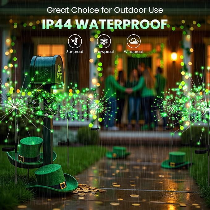 PEVOROS Garden Decor Solar Lights Outdoor, 4 Pack 120LED Waterproof Colorful - Image 5
