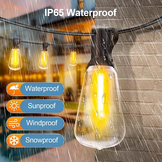 MGVIH Outdoor String Led Patio Lights: 65Ft 20M Outside Waterproof Light - Image 5
