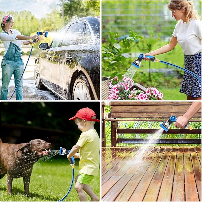 Retractable Garden Hose Reel, 5/8" x 90FT Automatic Retractable Water Hose Reel Wall Mount, with 10- Function Sprayer Nozzle, Any Length Lock/Auto Rewind/180°Swivel