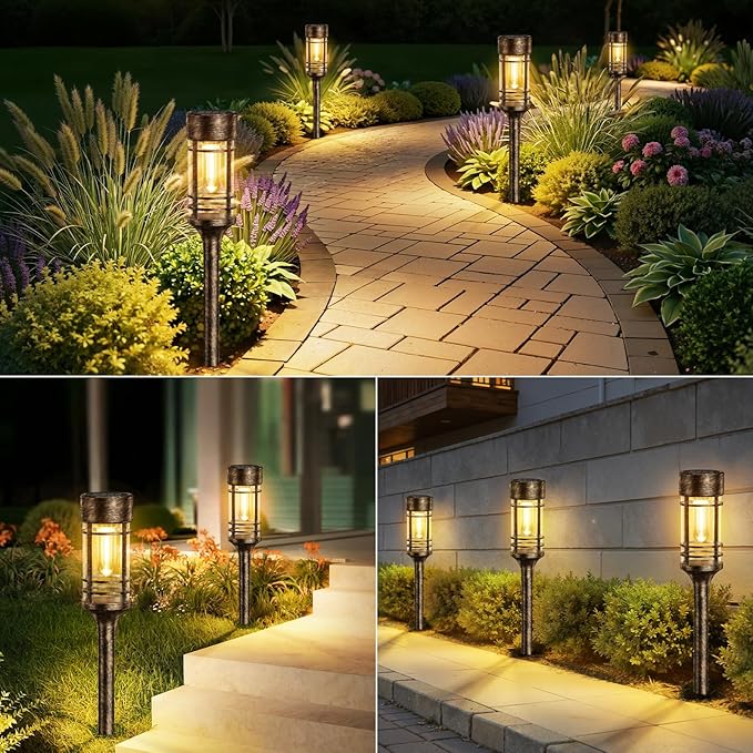 LETMY 12 Pack Brown Solar Pathway Lights Outdoor, Bright Solar Lights Outdoor - Image 8