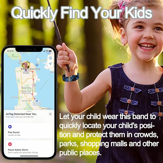 Waterproof AirTag Bracelet for Kids, Hidden Printed Wristband for Apple Air Tag - Image 4
