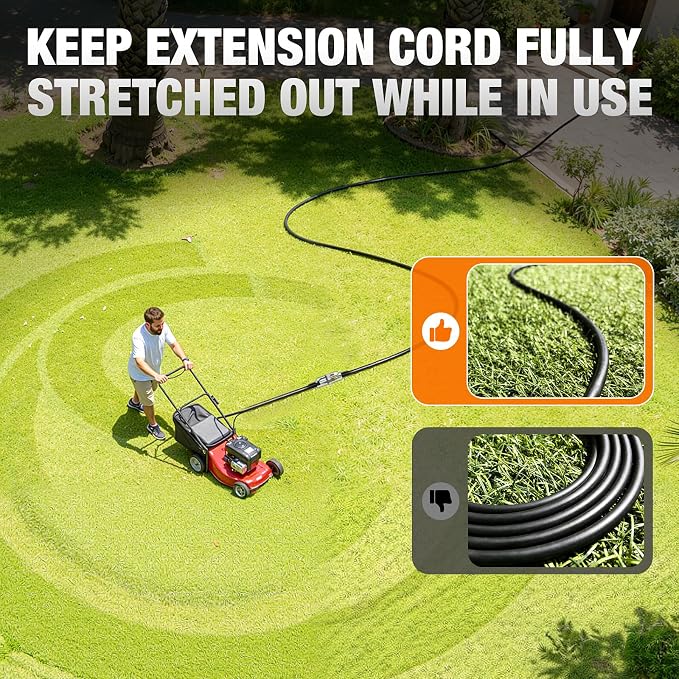 10 FT Outdoor Extension Cord Waterproof, 16/3 Gauge Heavy Duty 3 Prong Power - Image 6