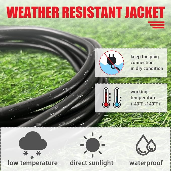EP 75FT Black Outdoor Extension Cord, 16/3 SJTW Heavy Duty Waterproof, 3 Prong - Image 3