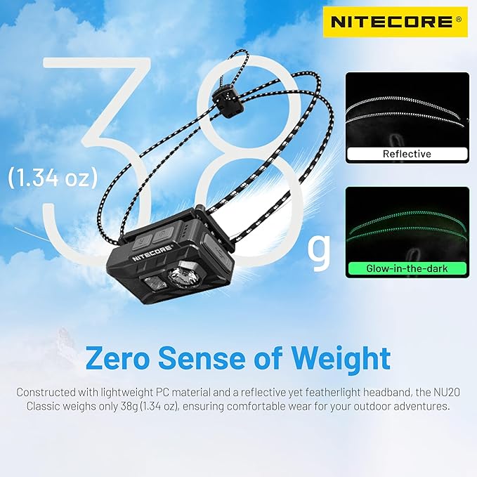 Nitecore NU20 Classic 360 Lumen Ultra Lightweight Outdoor Headlamp Headlight Tag - Image 2