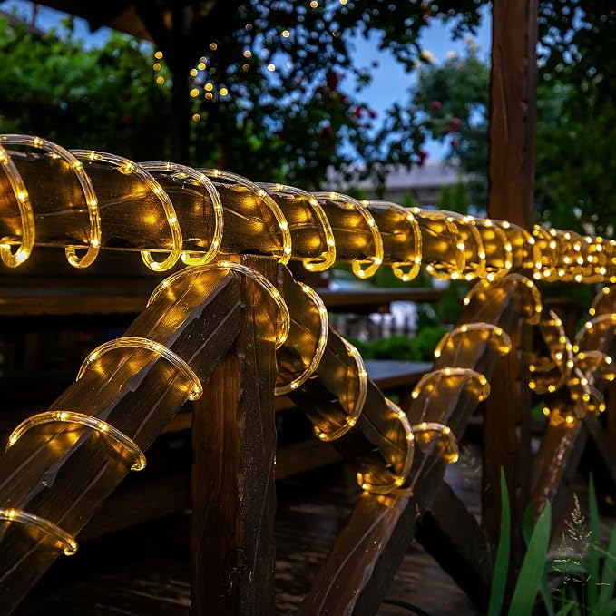 Solar Rope Lights, 33ft 100LED Solar String Lights, 8 Modes Waterproof Solar - Image 3