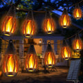 iBaycon Solar Flame Lights, 42Ft 15 LED Bulbs Flickering Flame String Light by iBaycon
