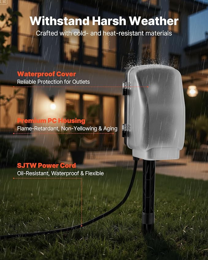VEVOR Outdoor Power Stake Timer, 50FT Extension Cord, Remote Control Outdoor - Image 6