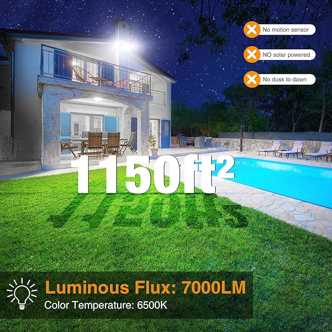 Onforu 75W Flood Lights Outdoor, 4 Packs 7000LM Super Bright Security Lights - Image 3