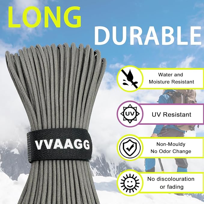 VVAAGG 1000 Paracord Rope, 50ft 12 Strand Parachute Cord - Image 4