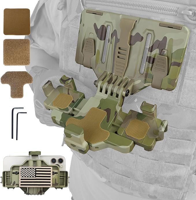 Tactical Gear Plate Carrier Vest Accessories, MOLLE Phone Chest Mount Holder by Unknown