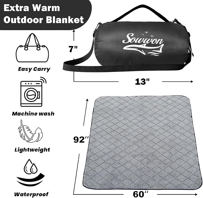 Waterproof Outdoor Blanket 92”X 60” Packable, Stadium Blankets - Image 2