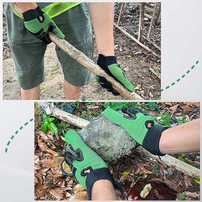 Synthetic Leather Spandex Mechanic Thorn Proof & Puncture Resistant Working Gloves with Touchscreen Support - Safety Work and Gardening Gloves for Men and Women