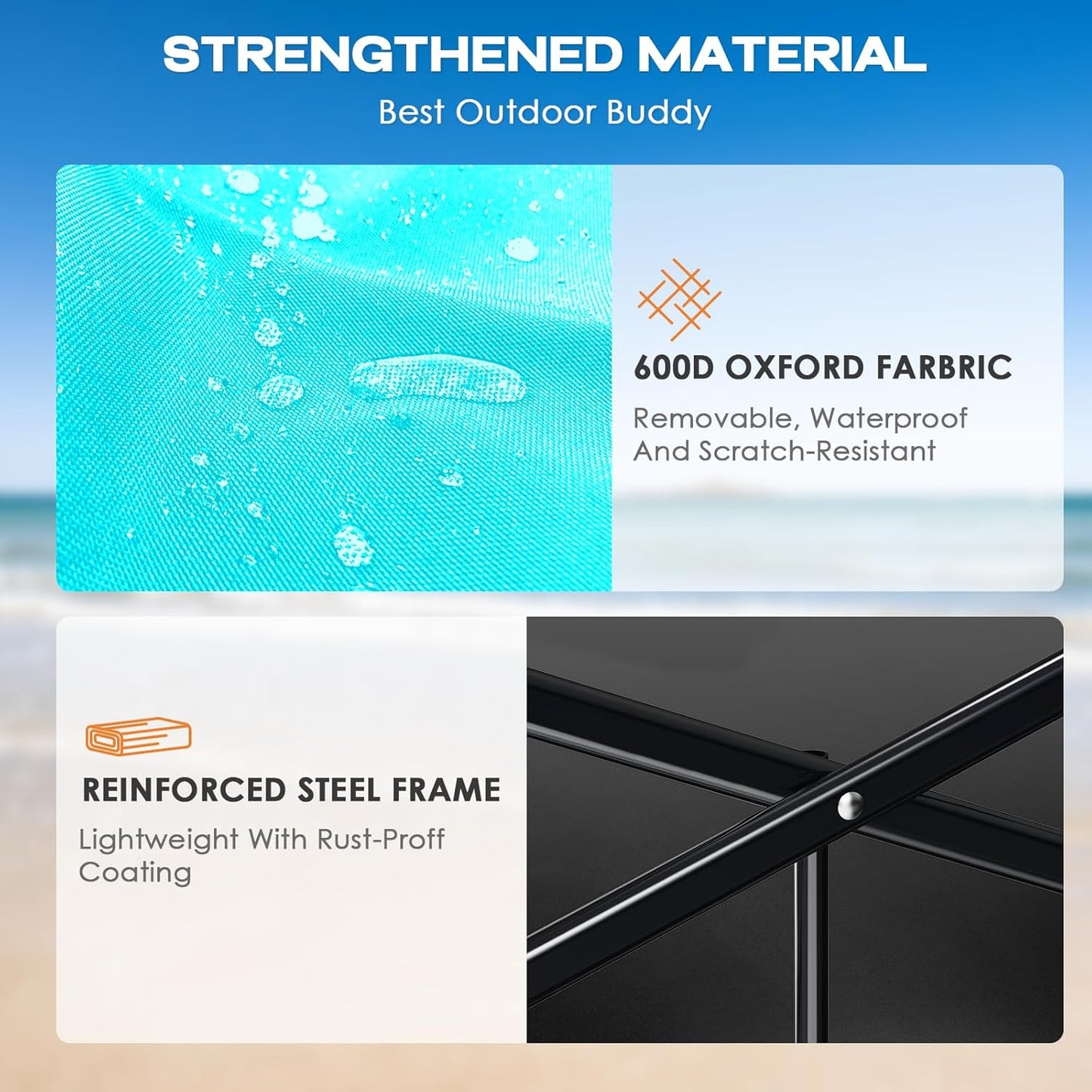 Collapsible Wagon Cart Heavy Duty Foldable, Folding Beach Wagon with Big Wheels for Sand, Utility Grocery Cart with Side Pocket and Brakes for Sports Outdoor Activities, Light Blue