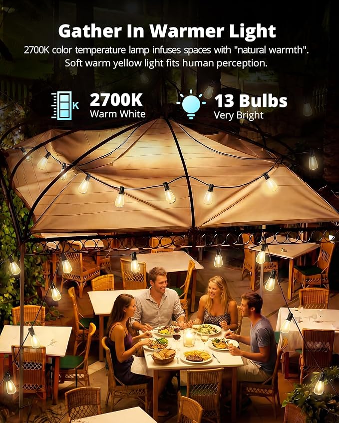 VIPAR Outdoor String Lights 30FT LED Patio Lights Waterproof - Image 4