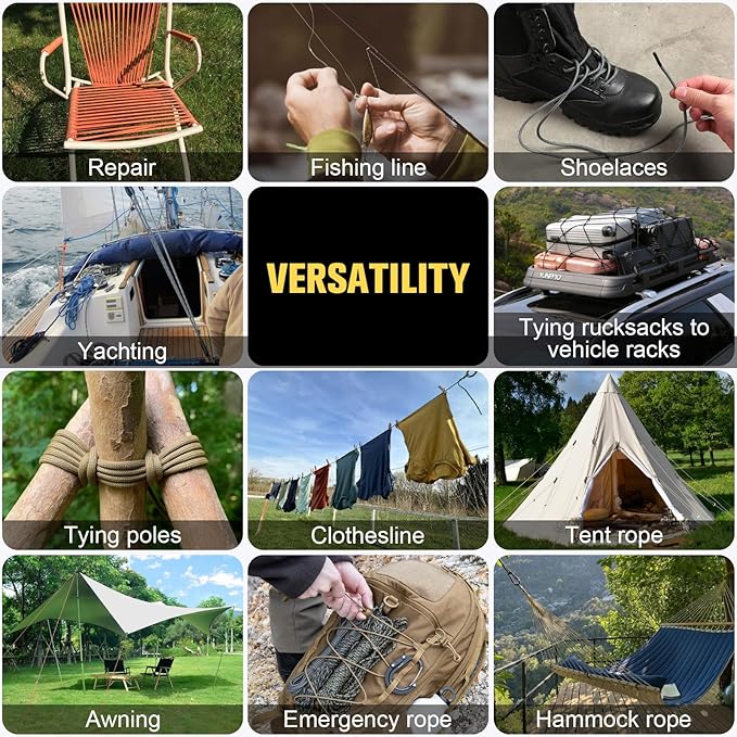 Paracord Rope 750 lb - 100ft 5/32" Parachute Cord 4MM 12-Strand para Cord - - Image 6
