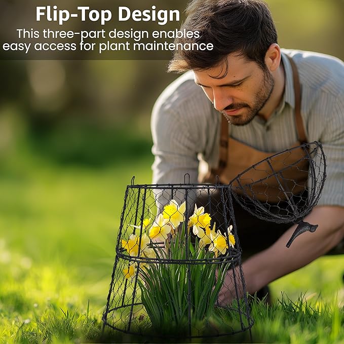 Pack of 10 Heavy-Duty Chicken Wire Plant Cloches – Rustproof Garden Protectors and Plant Cages for Vegetables and Flowers – Safeguard Plants from Deer and Critters – 20” x 12”