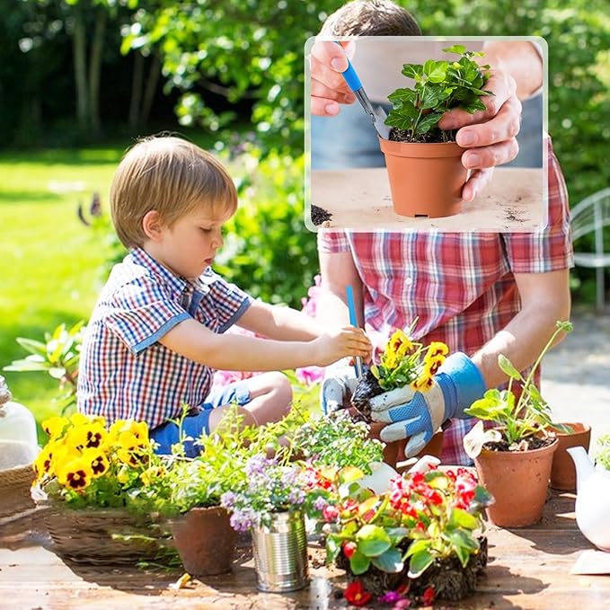 Mini Gardening Tools, 3Pcs Stainless Succulent Tools Kit Shovel Rake Trowel, 2 Colors Hand Shovel for Gardening for Indoor Small Plants, Succulents, Potted Plants, Bonsai (Blue)