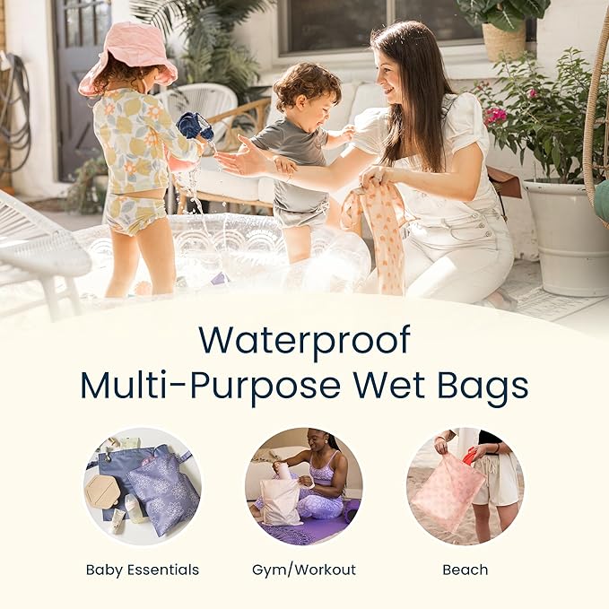 Tiny Twinkle Mess Proof Wet Bags | 2-Pack Reusable Waterproof Wet Bags - Image 6