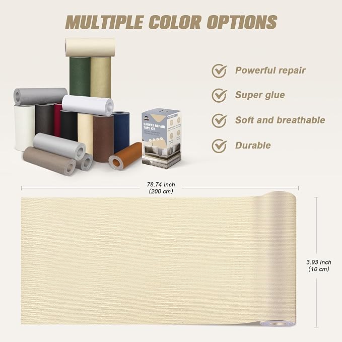 OAZ 4 x 79 inch Canvas Repair Patches Fabric Patch Self-Adhesive Canvas Repair - Image 3