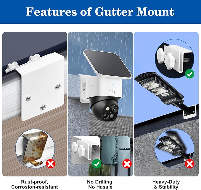 2 Pack Gutter Mount Bracket for Eufy Security SoloCam S340/E30/E42 and 4G LTE - Image 4