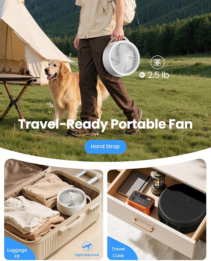 Gaiatop Portable Pedestal Fan 16000mAh Battery, Foldable Oscillating Standing - Image 6