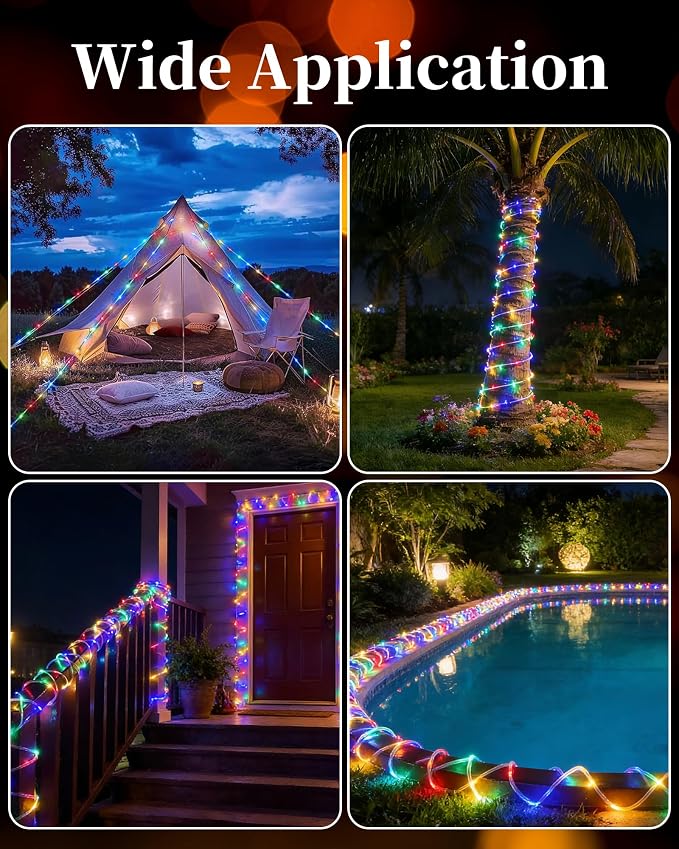 Solar Rope Lights Outdoor, 2 Packs Total 144FT 400LED Solar String Lights - Image 6