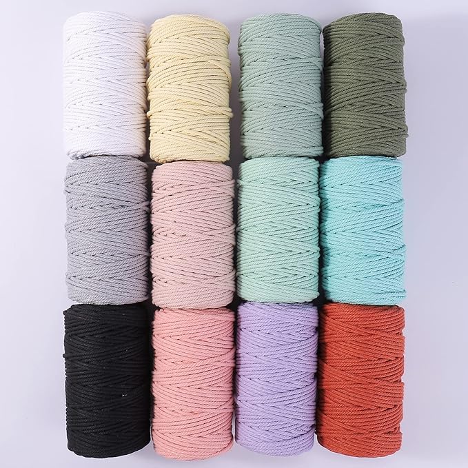 Light Blue Macrame Cord 4mm x 109Yards, Colored Cotton Rope Craft Cord Colorful - Image 5