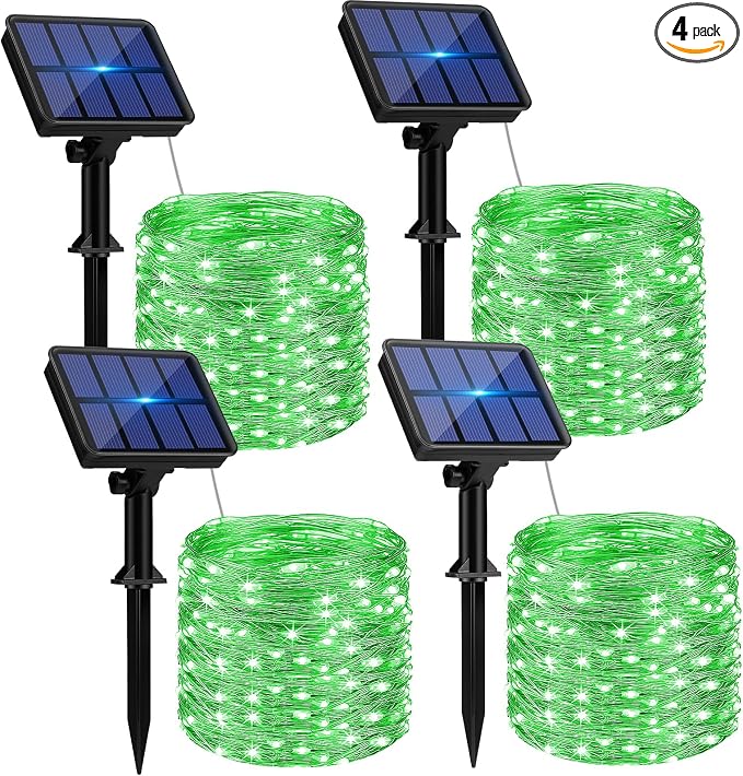 btfarm 4 Pack St Patricks Day Fairy Lights, 320LED 132FT Green Solar String by btfarmdecorativelighting