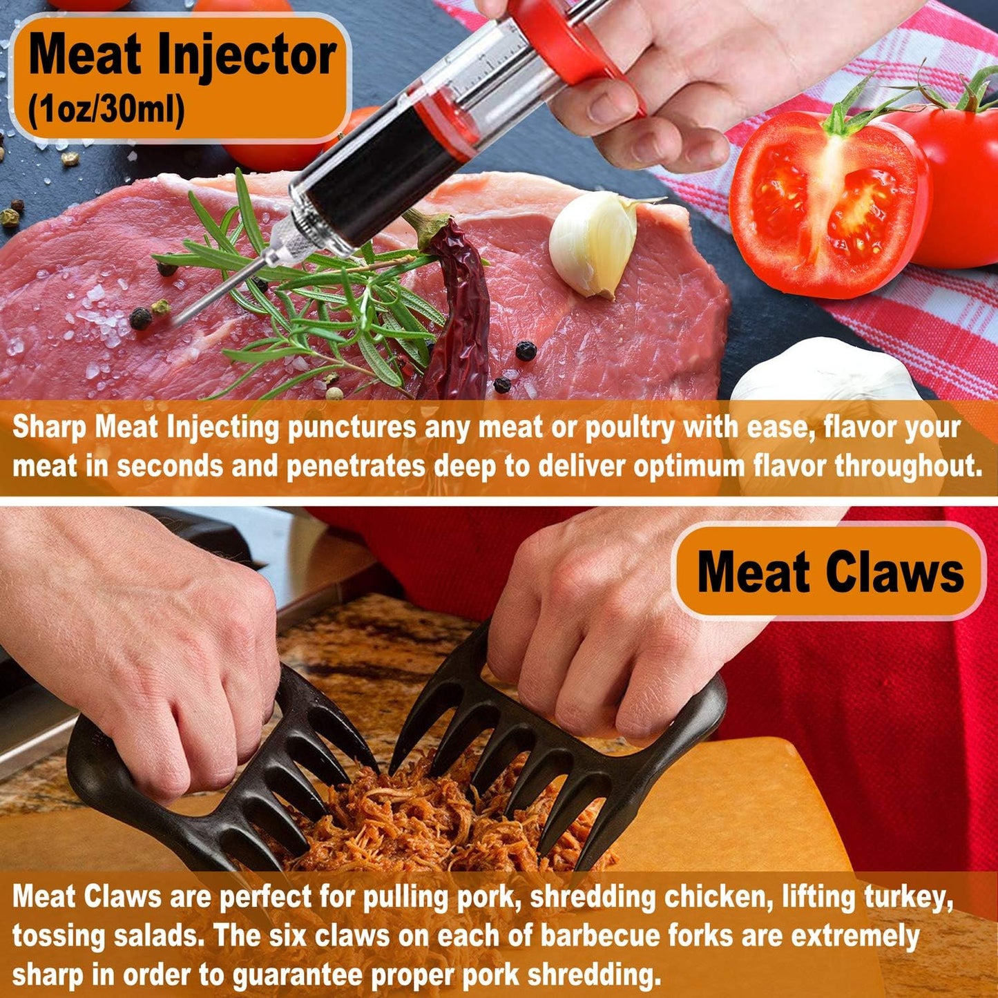 POLIGO 26PC Exclusive BBQ Grill Accessories in Aluminum Case for Birthday Christmas Grilling Gifts - Premium Grill Utensils Set with Barbecue Claws, Meat Injector, Thermometer for Smoker, Camping BBQ