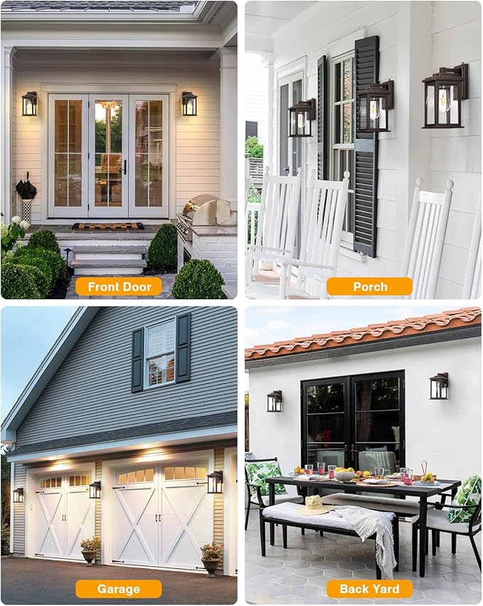 VIANIS Oil Rubbed Bronze Dusk to Dawn Outdoor Lights, Anti-Rust Aluminum Outside Lights for House, Modern Waterproof Hardwired Outdoor Wall Sconce for Porch, Garage, Front Door, Easy-to-Install