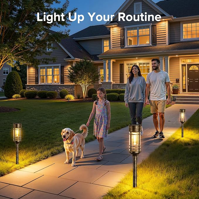 LETMY 12 Pack Brown Solar Pathway Lights Outdoor, Bright Solar Lights Outdoor - Image 2