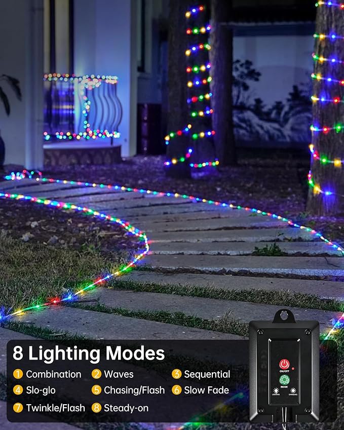 Solar Rope Lights Outdoor, 2 Packs Total 144FT 400LED Solar String Lights - Image 5