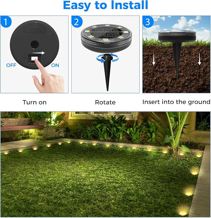 Peasur Mini Solar Ground Lights, 18 Pack Flat Solar Disc Lights Outdoor - Image 8