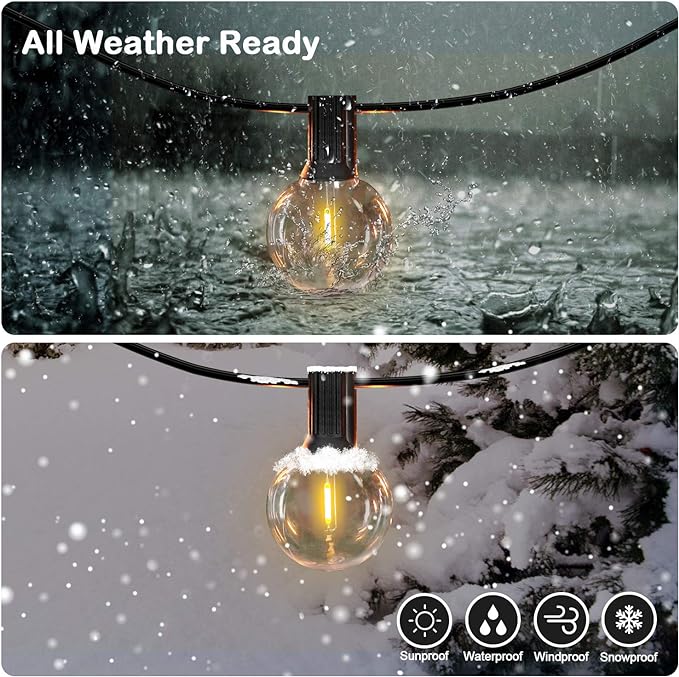 VerRon 50FT LED G40 Globe String Lights, Shatterproof Outdoor Patio String - Image 4