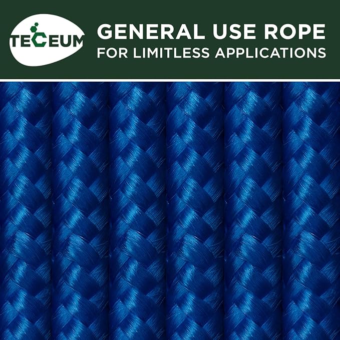 TECEUM Rope – 90 Feet x 3/8 Inch – Blue – Strong All-Purpose Utility Rope – - Image 9
