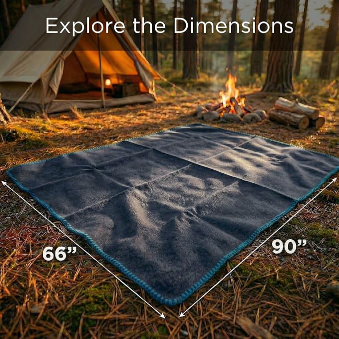 Wool Camping Blanket – 70% Wool Heavy-Duty Military Style Throw, Warm & Washable - Image 3