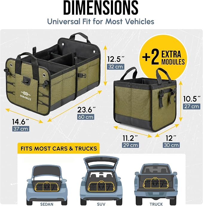 5-Section Extra Large Trunk Organizer – Heavy Duty 1680D Oxford, Collapsible & - Image 2