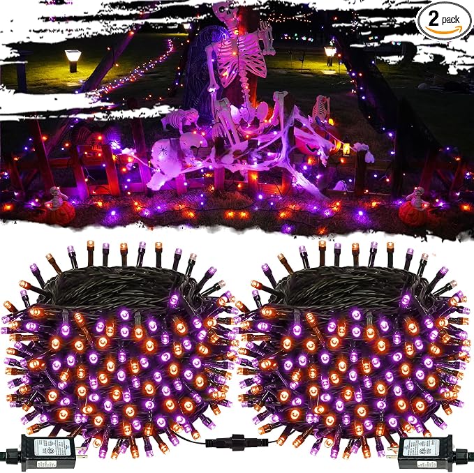 Connectable Purple and Orange Halloween Lights, Twinkle Light by OZS