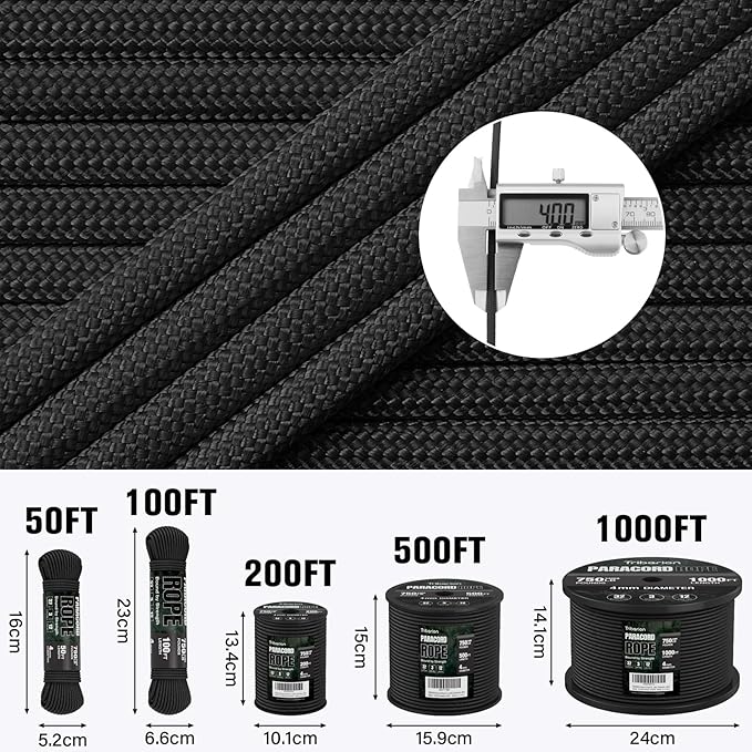 Paracord Rope 750 lb - 1000ft / 500ft / 200ft / 100ft 5/32" Parachute Cord 4MM - Image 5