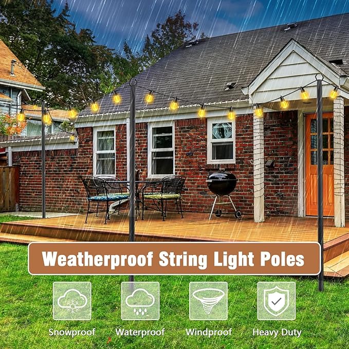 NUERPO 2 Pack String Light Poles, Metal Poles - Image 5