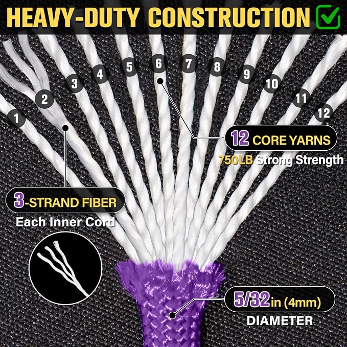 Paracord Rope 750 lb - 1000ft 5/32" Parachute Cord 4MM 12-Strand para Cord - - Image 3
