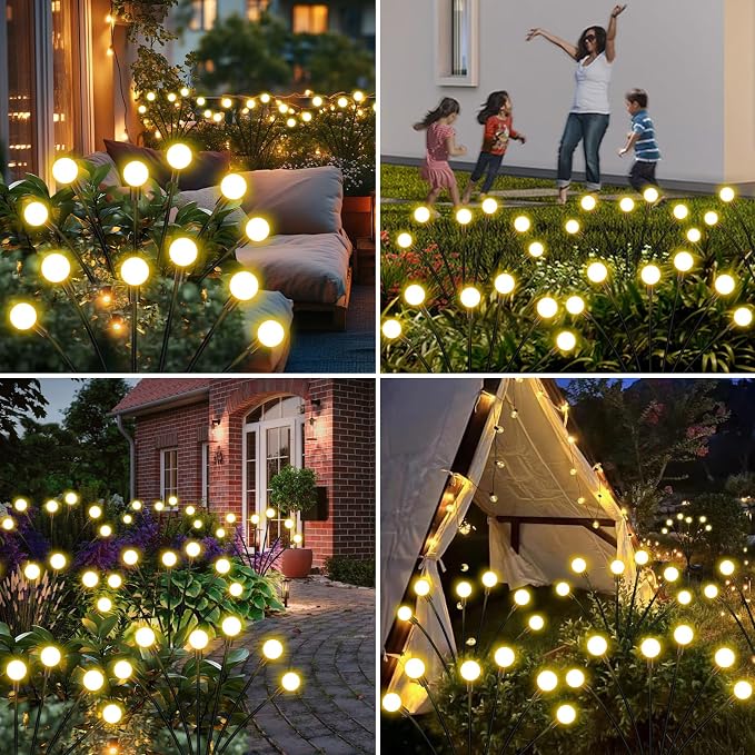 ZFNN Solar Garden Lights Outdoor, 4 Pack Firefly Swaying Lights, Waterproof - Image 7
