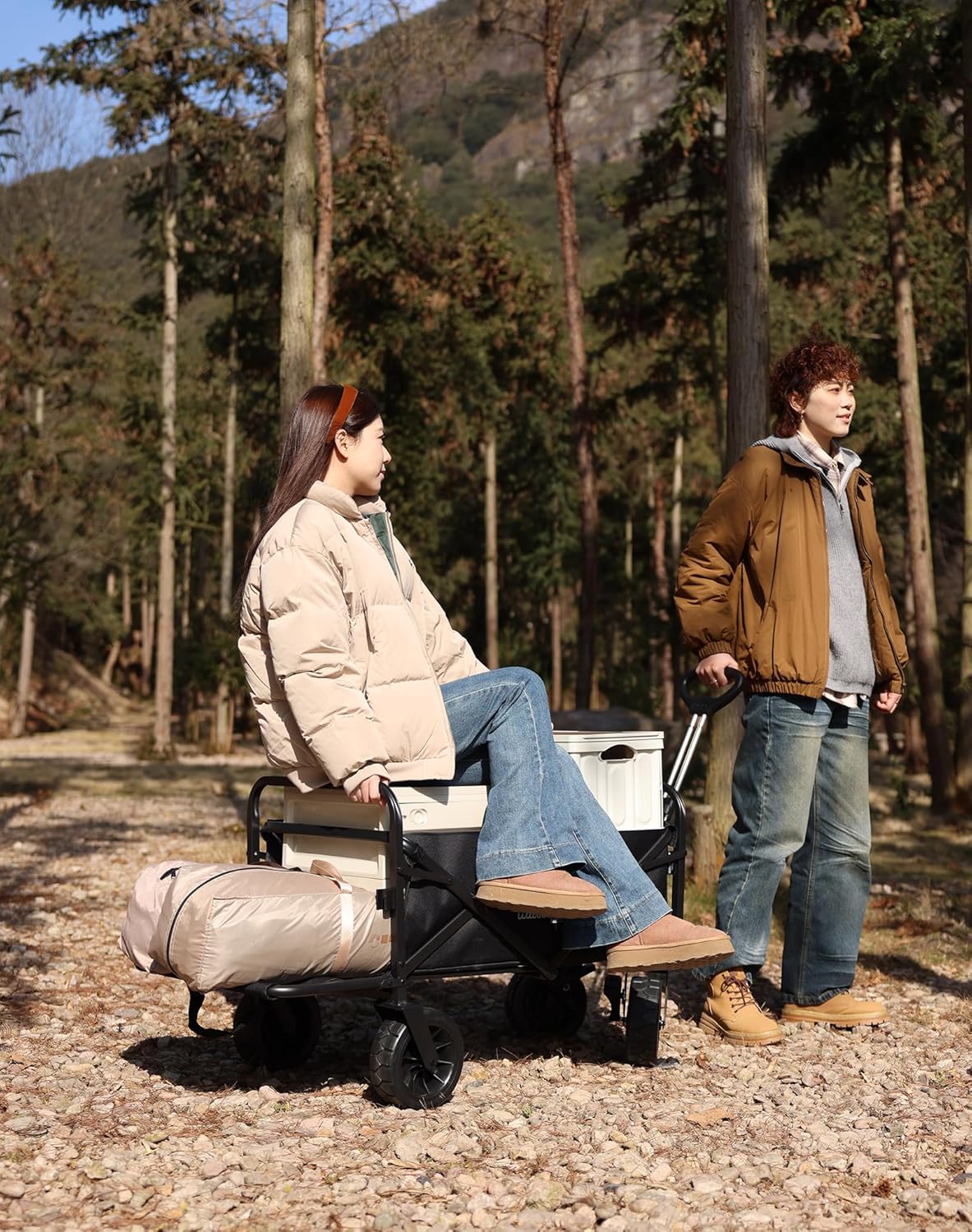 Whitsunday Collapsible Wagon with Tailgate for Camping Outdoor (Green, No Table)