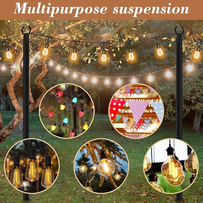 NUERPO 10 Pack String Light Poles, Metal Poles - Image 3