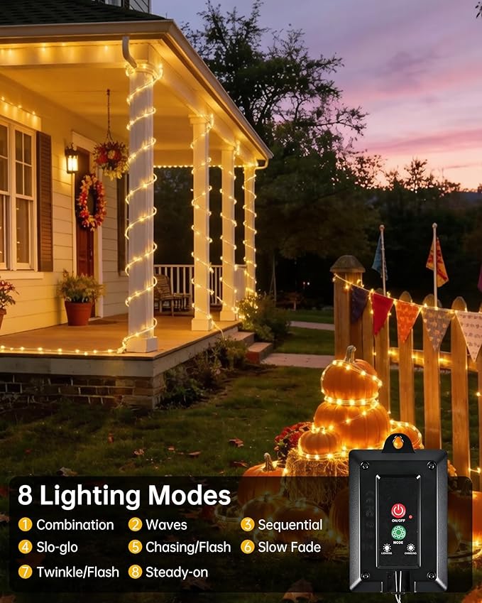 Solar Rope Lights Outdoor, 2 Packs Total 144FT 400LED Solar String Lights - Image 5