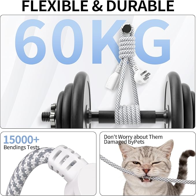 16 Gauge Braided Extension Cord 6 FT, 16/3 Flat Plug Power Cord Indoor - Image 6