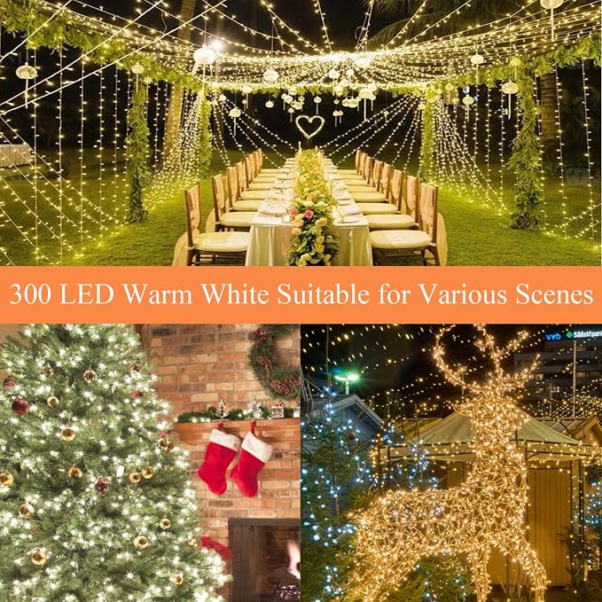 115FT 300LED Warm White Christmas String Fairy Lights Indoor/Outdoor, Waterproof - Image 4